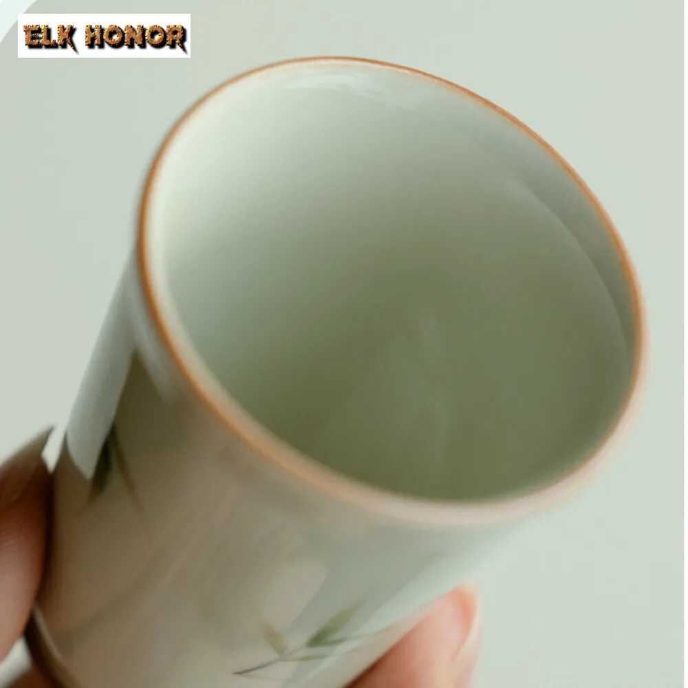 كوب خيزران رئيسي مطلي يدويًا ، كوب دائري عالي القدمين ، إبريق ماء ياباني ، وعاء عطر ، خدمة شاي ، منزلية ، 45 أو 2 لكل لوطة