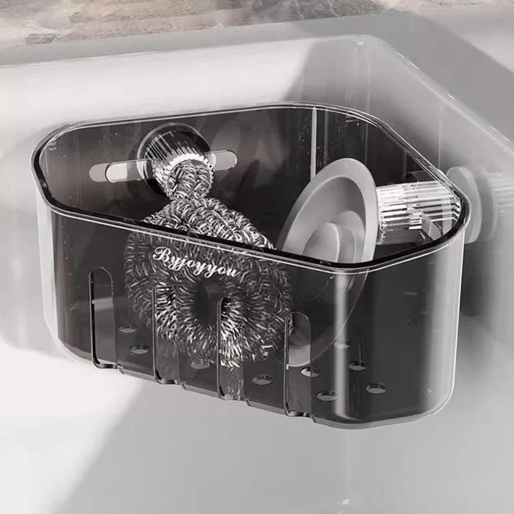 Rotating Sink Drain Racks Multi functional Wall Mounted Bathroom Suction Cup Corner Shelf Convenient Storage Basket