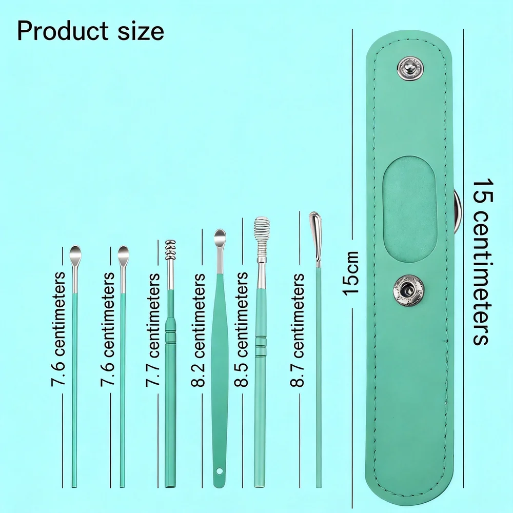 6pcs/Set Ear Cleaner Set Earpick Ear Wax Remover Ear Spoon Curette Ear Cleaning Spiral Earpick Easy Earwax Removal Ear Cleaner
