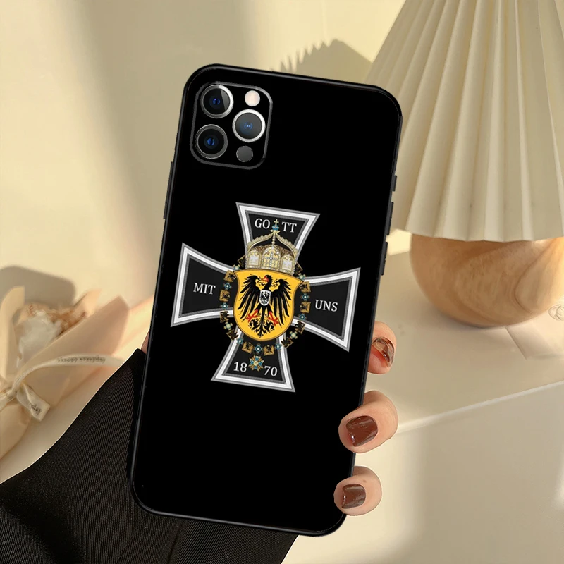 German 1870 Gott mit Uns Iron Cross Case For iPhone 11 12 13 14 15 16 Pro Max Cover For iPhone 13 12 Mini XR X XS Plus