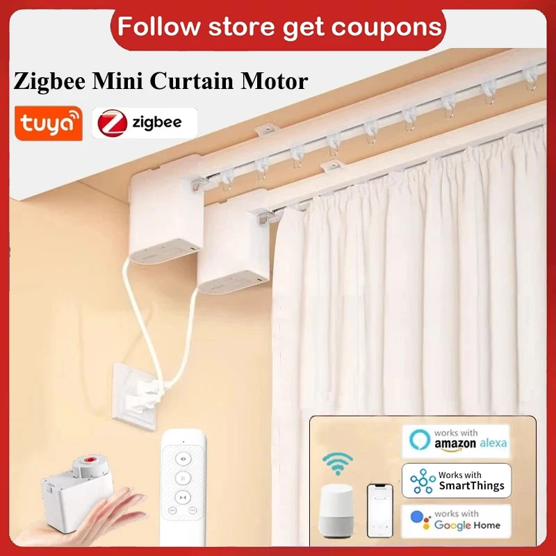 

Electric Cornice Mini Tuya Zigbee Smart Curtain Motor Automatic System Rail Rod Support Alexa Alice Google Assistant Smartthings