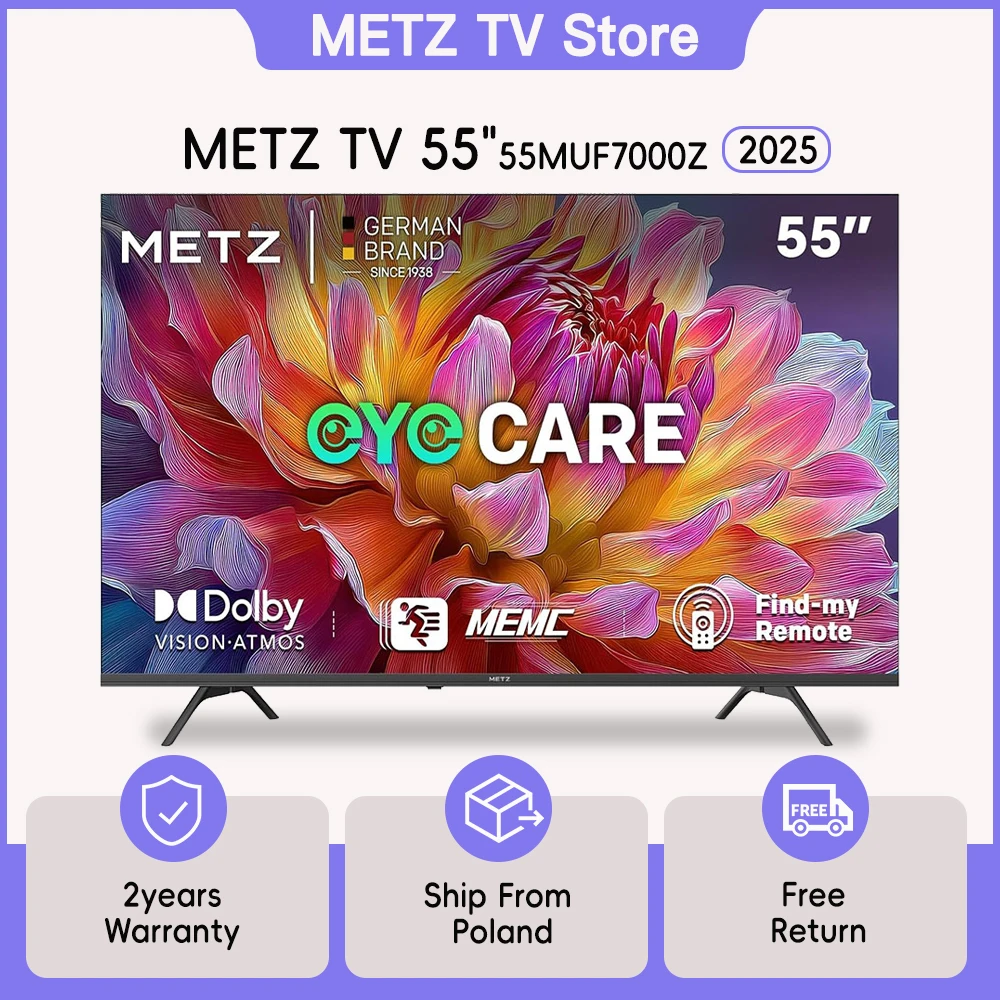 Metz TV 43/55 pulgadas 4K UHD Smart LED TV Google TV HDR 10 MEMC Dolby Audio Google Cast sintonizador de Control de voz 43MUF7000Z 55MUF7000Z
