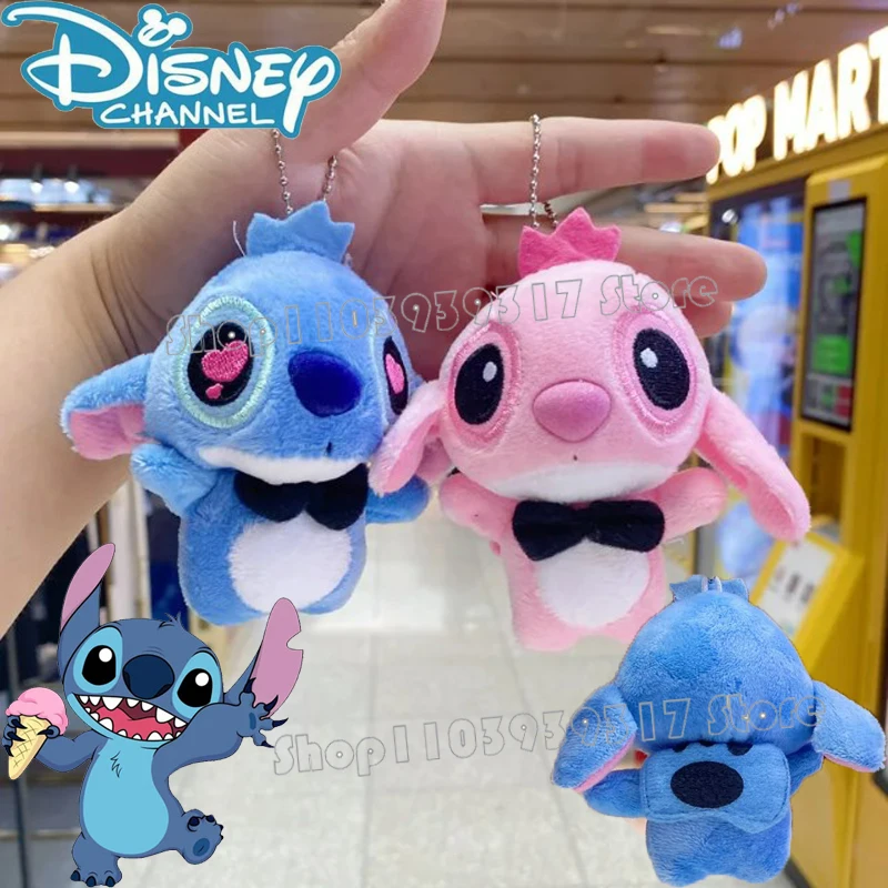 

10cm Lilo & Stitch Plush Toy Pendant Anime Cartoon Disney Accessories Kawaii Stitch Doll Angel Pendant Decorate Christmas Gifts