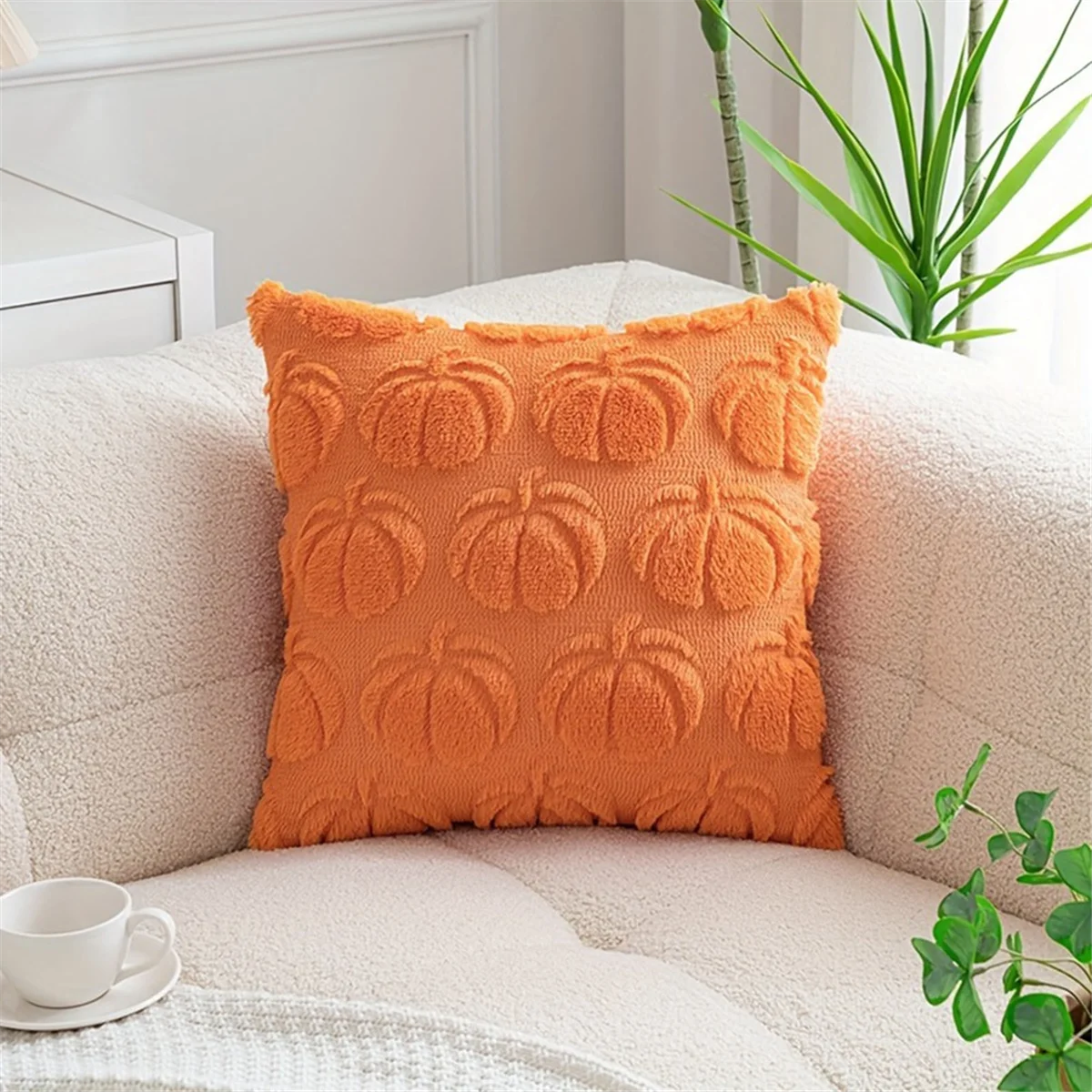 YHYS Autumn Light Luxury High-Grade Pumpkin Pillow Pillowcase Pumpkin Cushion Cover Living Room Sofa Decoration,Dark Orange