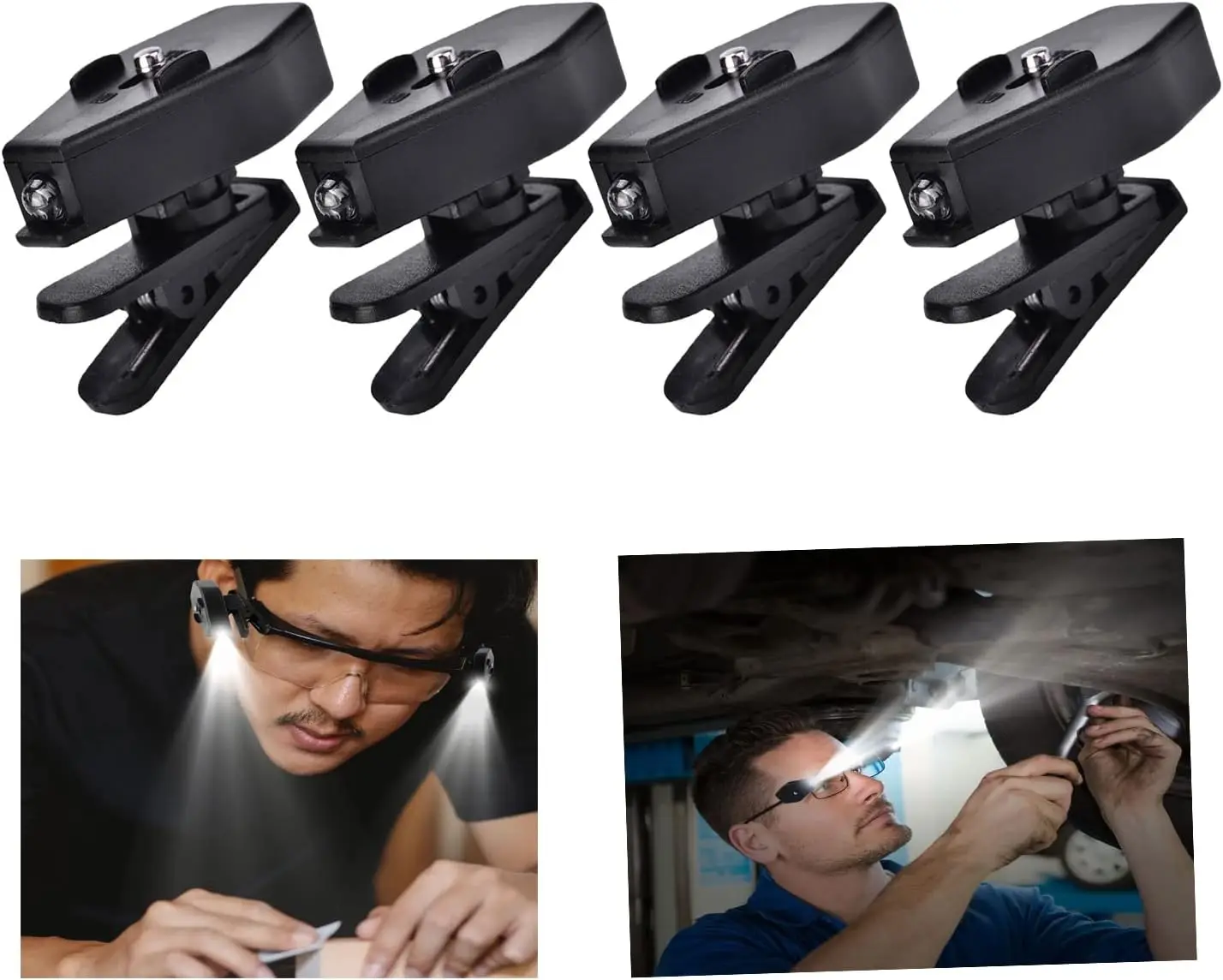 

4pc Eyeglass Reading Light Eyeglass Flashlight Clip LED Light Clip On Eye Glasses Lamp Reading Night Lamp for Night Maintenance