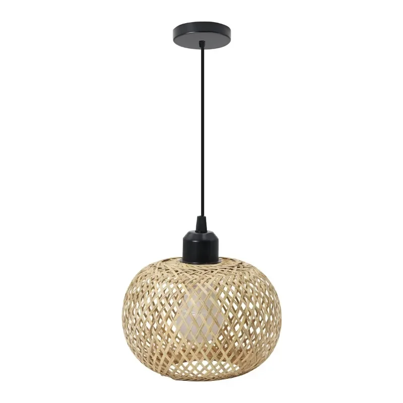 

Nordic Style Bamboo Pendant Lampshade Bedroom Office Living Room Replacement Hanging Lighting Shades Cover Dust-proof