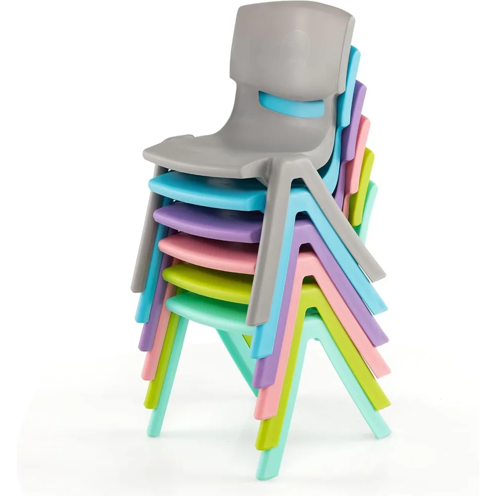 Chaises d'école empilables en plastique de qualité supérieure, chaise pour tout-petits et enfants pour la garderie, l'école, l'extérieur, la maison, 6 paquets, 11 po H