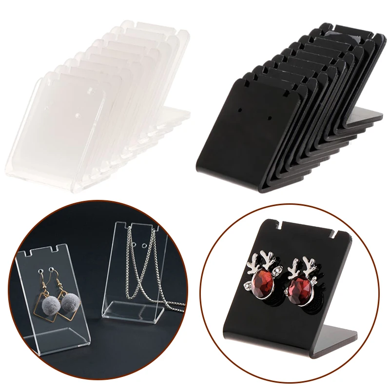 1pc Rectangle Acrylic Earrings Shelf Display Stand Holder L Shape Ear Stud Jewelry Show Bracket Rack Showcase