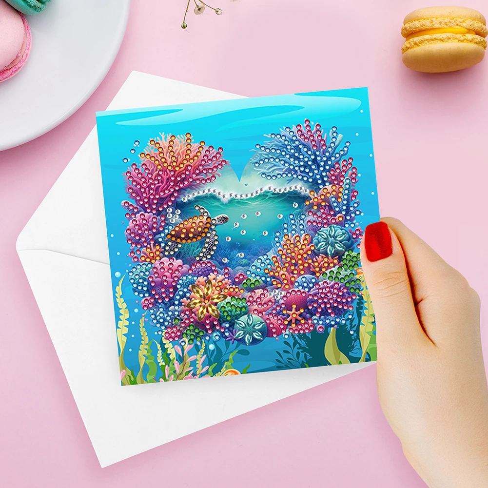 6Pcs Christmas Series DIY Diamond Painting Card Rhinestone Painting Card Kit Diamond Drawing Card for Family Friends Gift