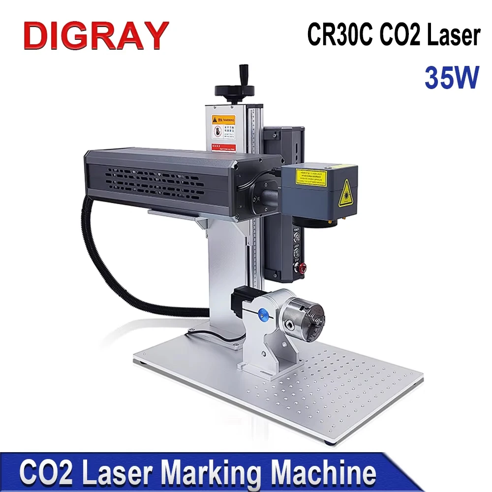 DIGRAY  CO2 Laser Marking Machine, 10.6um 35W Metal RF Laser Tube is Suitable For Leather, Plastic, Wood Board, Etc.