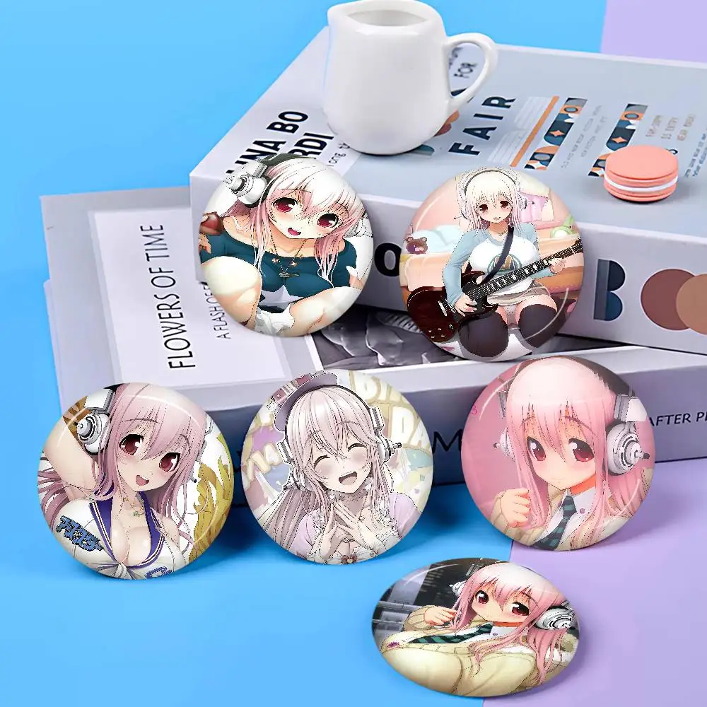 Cute s-SUPER SONICO Customizable Soft Button Pin For Women Creative Jewelry Funny Badge Cartoon Lover Hat