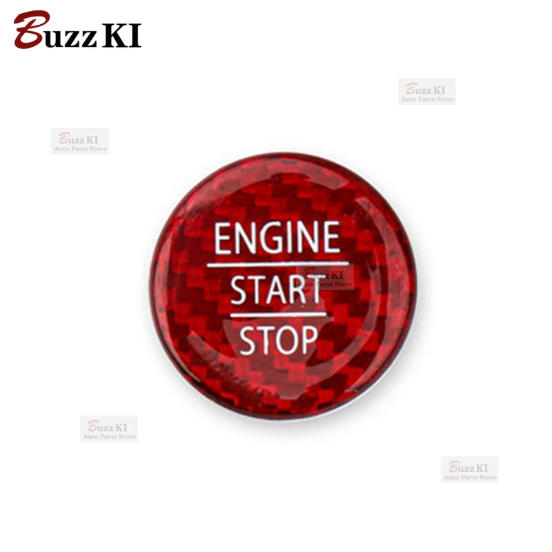 Red Real Carbon Fiber One-Key Start Engine Button Cover Sticker For Kia Stinger 2018   2019  2020 2021 2022