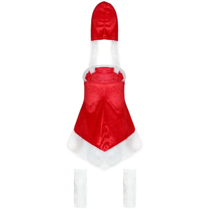 Women Christmas Costume Xmas Party Cosplay Santa Clause Sexy Mini Hooded Dress Ladies Christmas Stage Performance Costumes Le