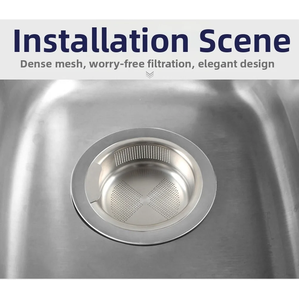 

135mm Stainless Steel Sink Strainer Basket With 1mm Mesh Filter And Brushed Finish Sink Drain Cover Garbage Filter Basket