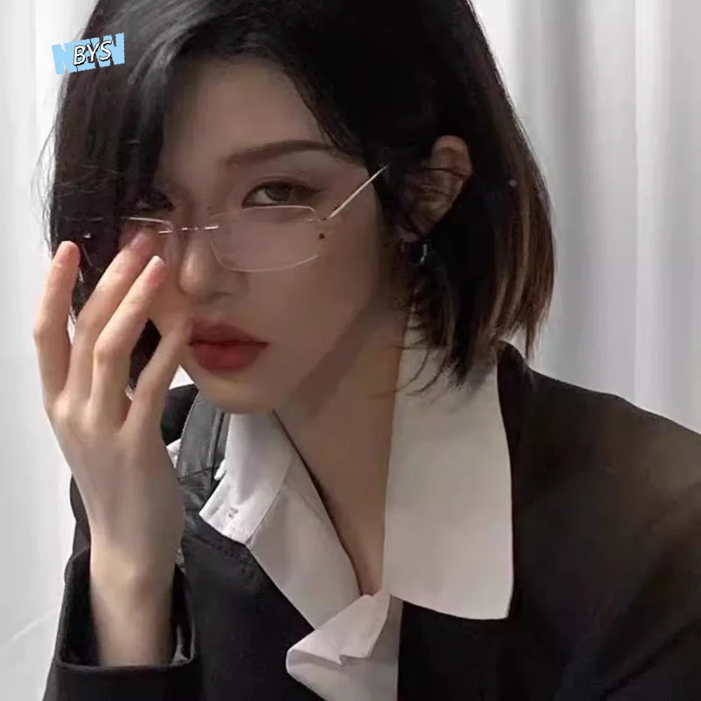 

Spectacle Lens Power 0 To -600 Anti Blue-ray Nearsighted Glasses Gold-rimmed Small Frame Frameless Glasses Lightweight