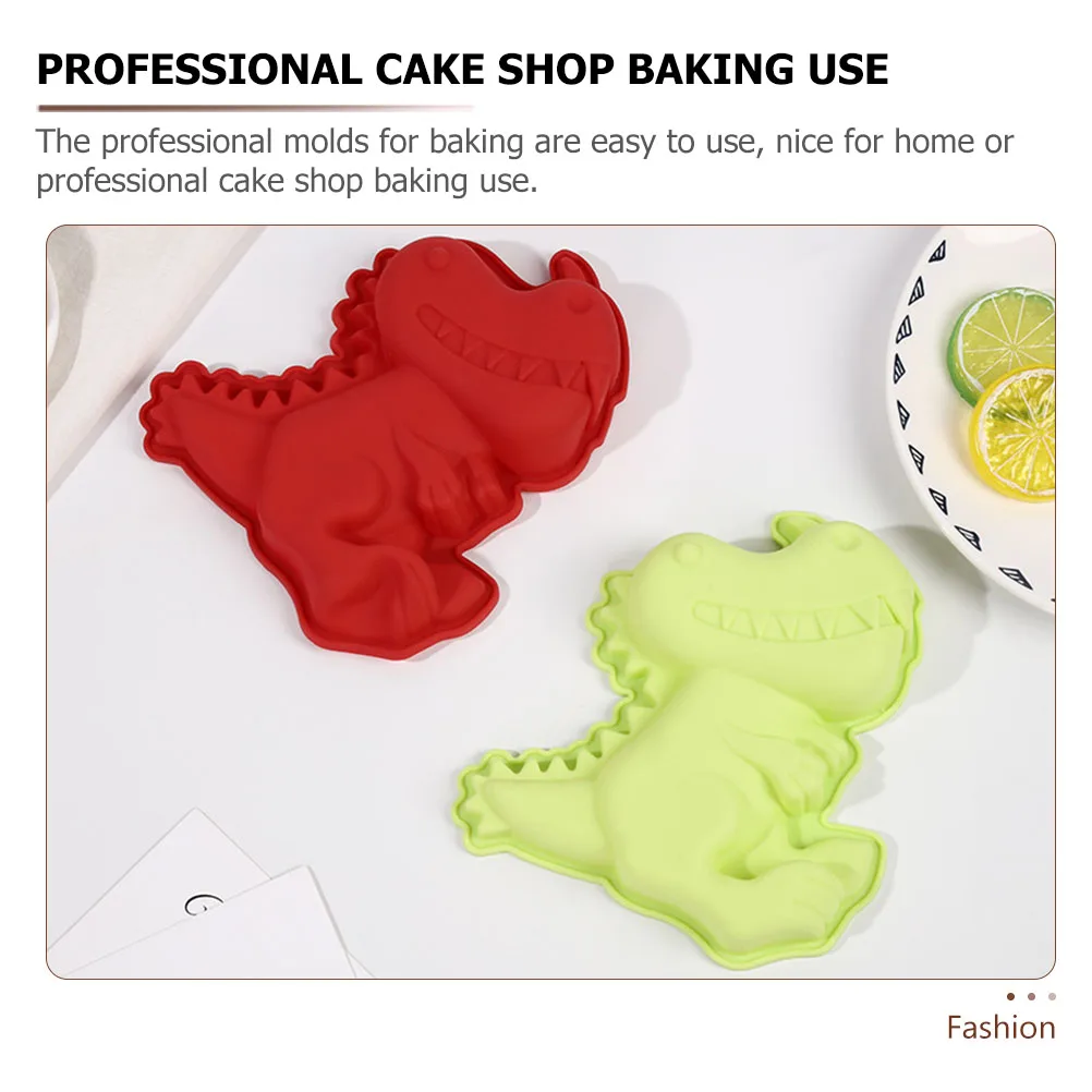 

2Pcs Dinosaur Cake Mold 16x11x35cm Red Green Non-stick Silicone Baking Tray for Cookie Chocolate Candy Making Gifts