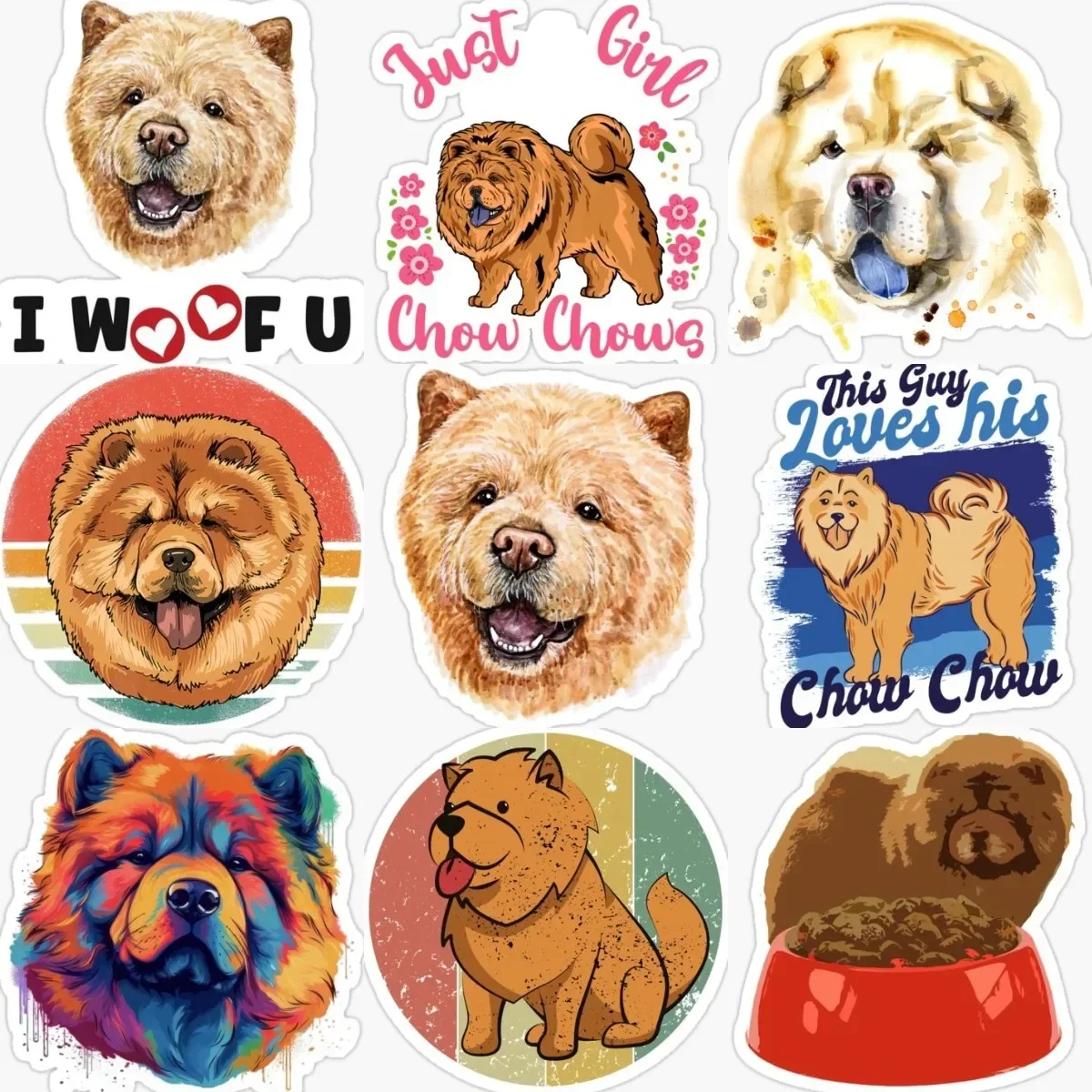 

Chow Chow Dog Pets Catoon Creative Sticker Motorcycle Bumper Laptop Bike Wall Bicycle Van Door Car Truck Window Glass PVC Decal
