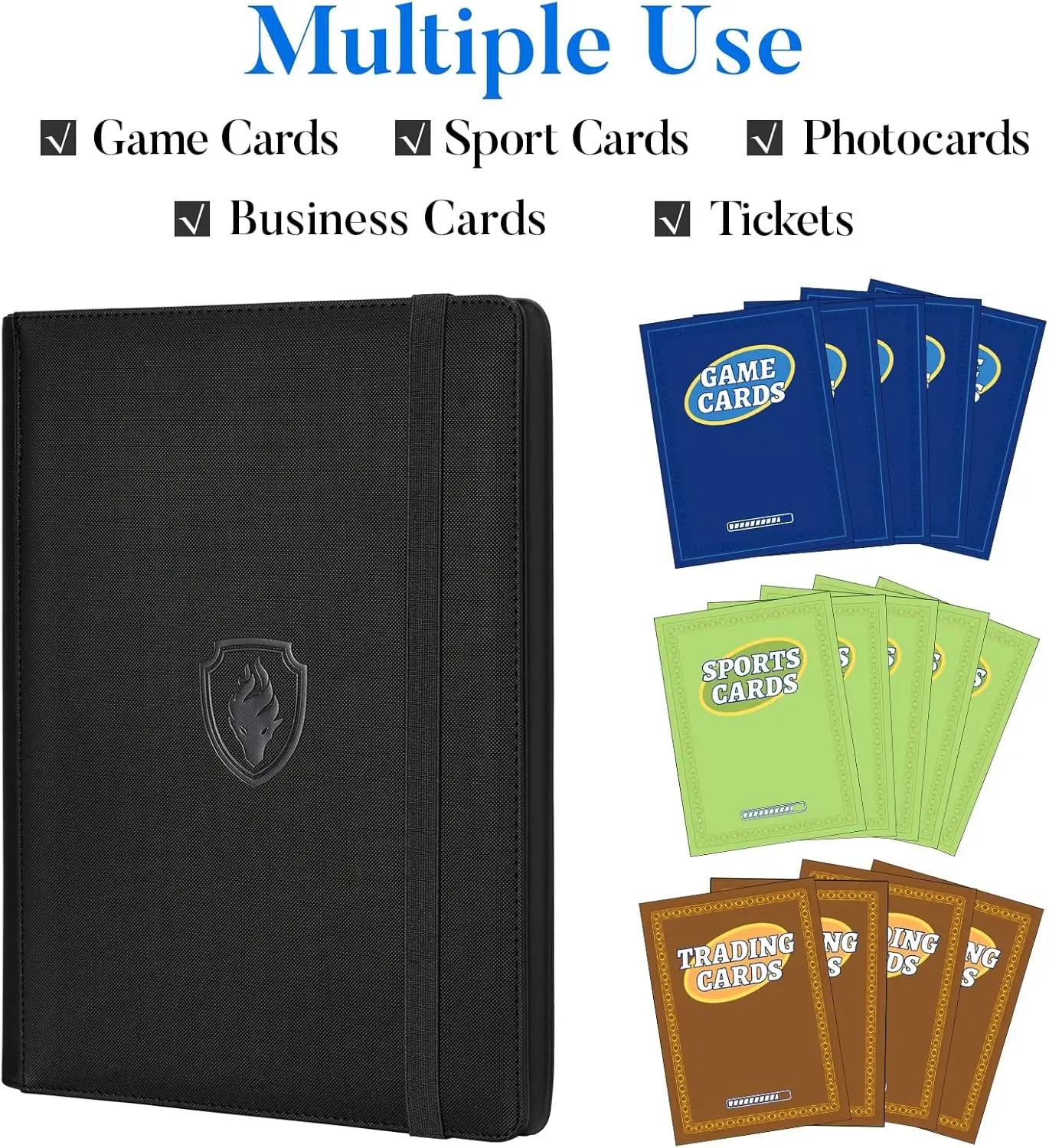 9-Pocket Trading Card Binder, 360 Pockets Premium PU Leather Card Collector Folder, Card Album for Game Cards, Sports Cards