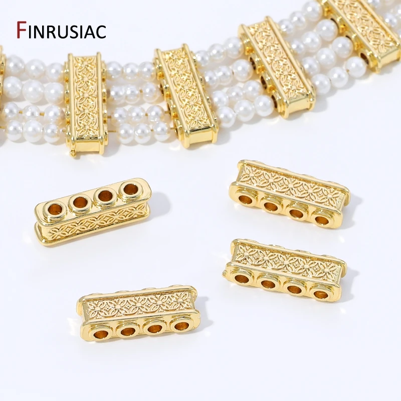 18K Gold Plated Brass Rectangle Shape Spacer Beads For Jewelry,Multi Strand Separator Beads Bars for DIY Bracelet Making Finding view 6