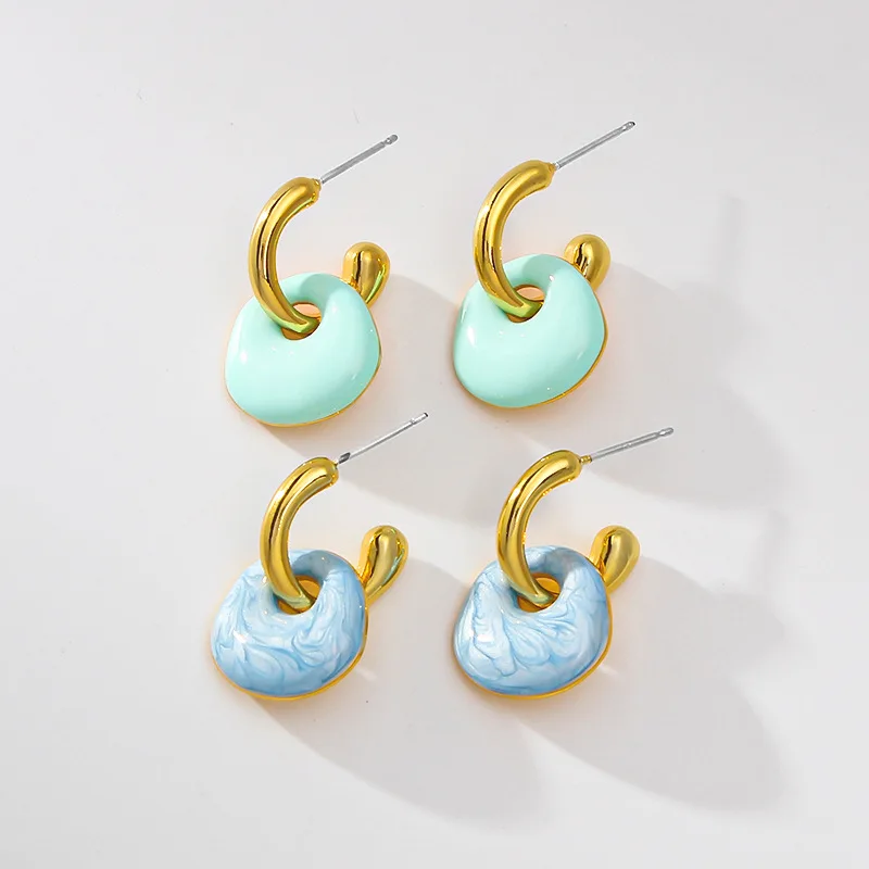 

Dopamine Colored Enamel Earrings,fresh and Minimalist Niche Design,Japanese and Korean Sweet Ins Earrings Hoop for Women