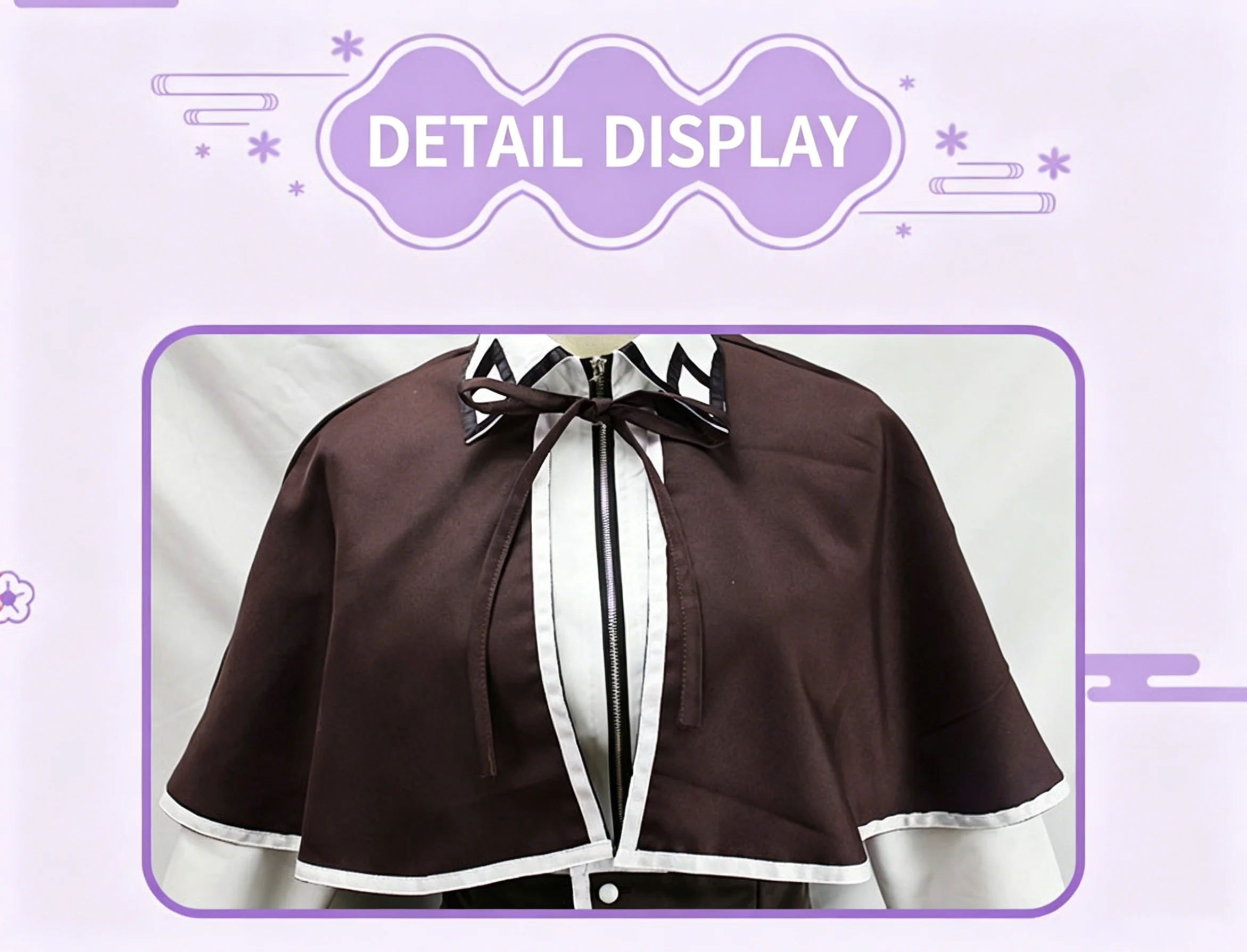 Retro Gothic School Uniform Cosplay Set, Long Sleeve Top with Cape & Pleated Skirt for Themed Parties view 5