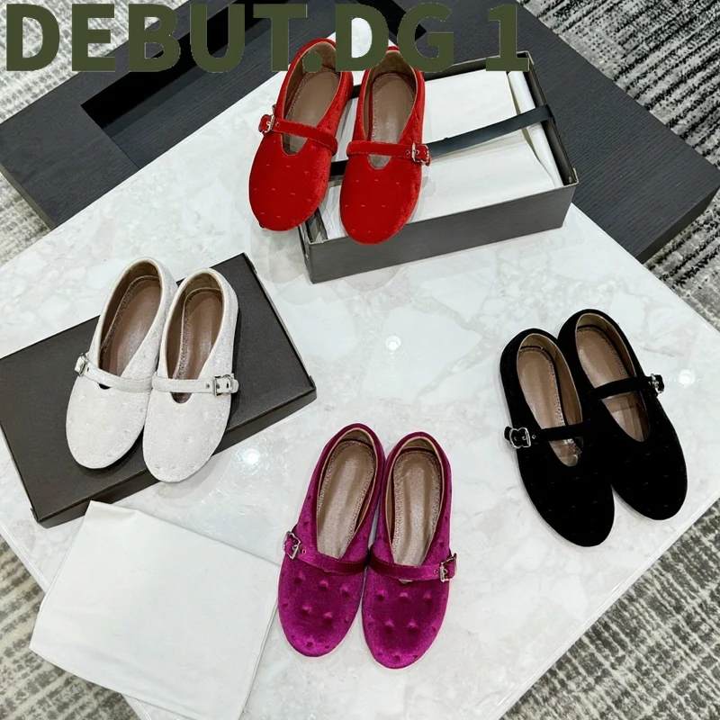 Luxury Velvet Loafers Women Flat Mule Slippers Genuine Sheepskin Lining Simple Elegant Slip on Shoes for Spring Autumn Casual