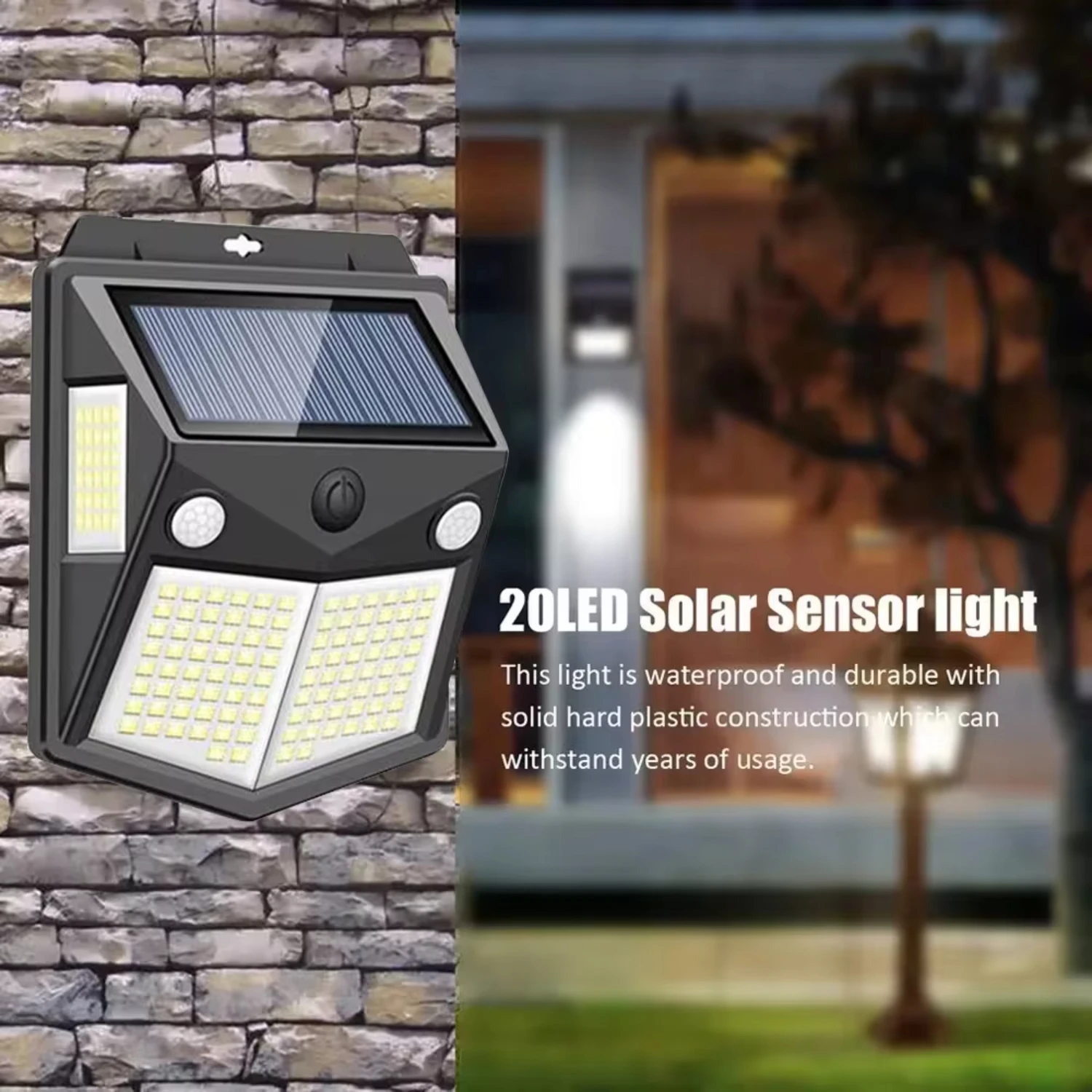 

Solar Motion Sensor Wall Light Four Sided Lighting Outdoor Solar Light Courtyard Garden Fence Garage Waterproof Street L