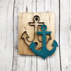 Handmade Anchor Pendant Knife Mold, Leather Cutting, Handmade Keychain,DIY Bag Pendant,Steel Knife With Wood Base,Christmas Day
