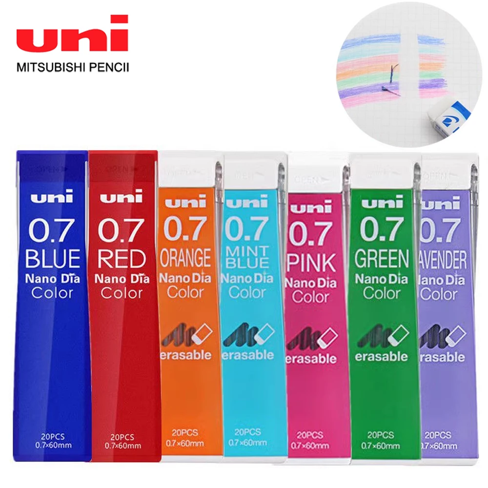 

Japan Uni Color 0.7-202NDC Colored Mechanical Pencil Leads Refills 0.5mm Writing Drawing Erasable Art Supplies Stationery