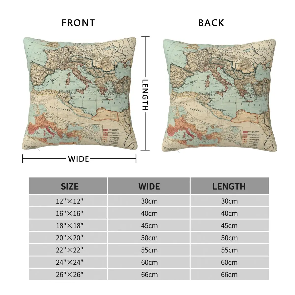 Vintage Map Of Roman Empire Square Pillowcase Polyester Linen Velvet Printed Zip Decor Pillow Case Home Cushion Cover