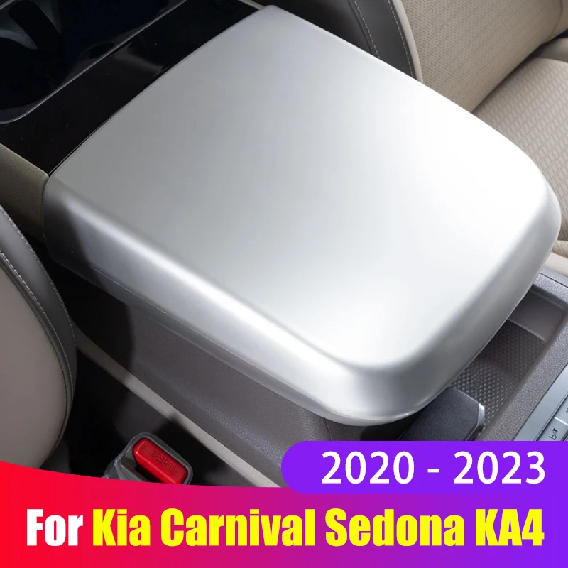 

ABS Carbon Car Center Console Lid Armrest Box Protective Cover Trim For Kia Carnival Sedona KA4 2020 2021 2022 2023 Accessories