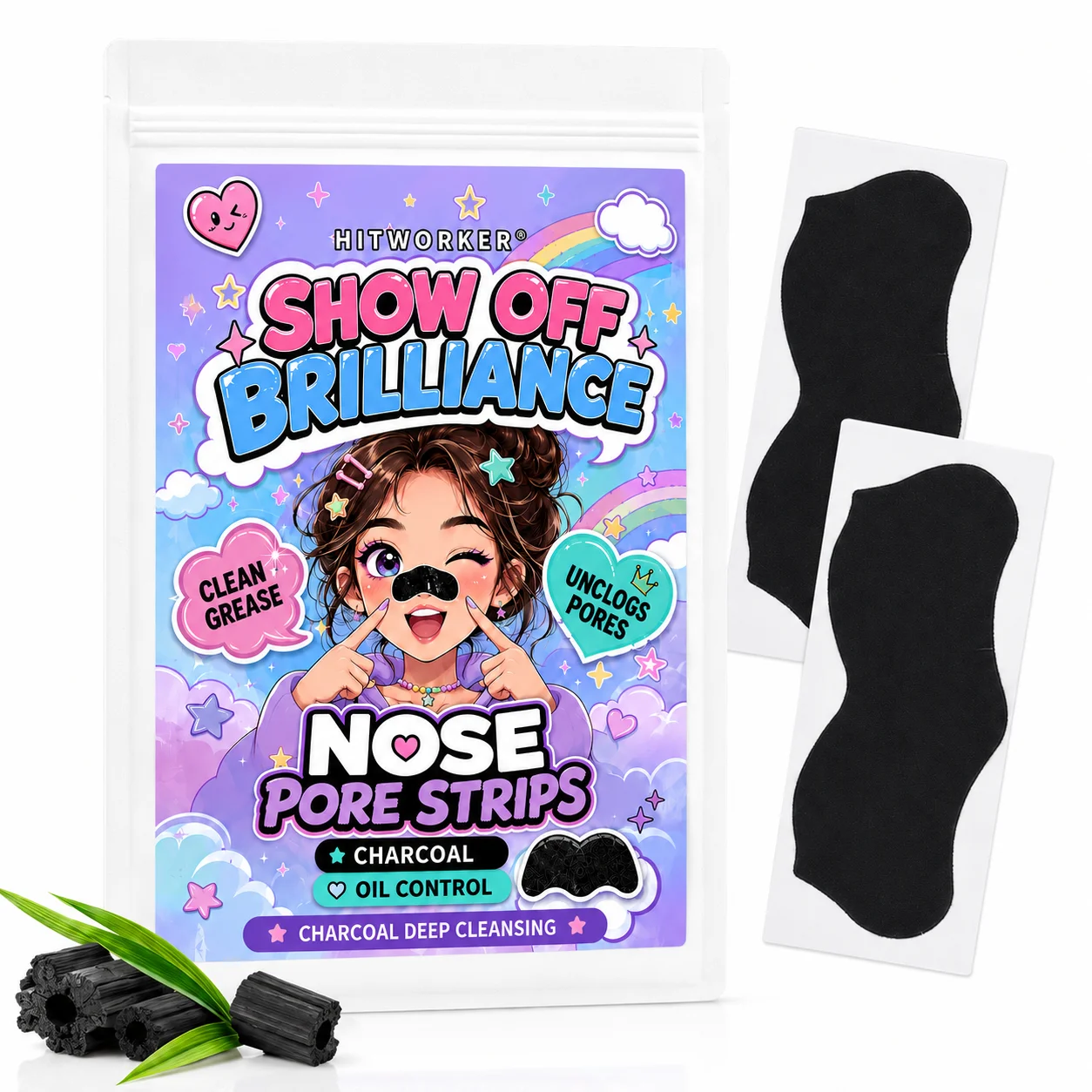10PCS Charcoal Nose Care Strips, Flexible Easy-Peel Nose Cleansing Strips for a Fresh Clean-Looking Daily Beauty Routine