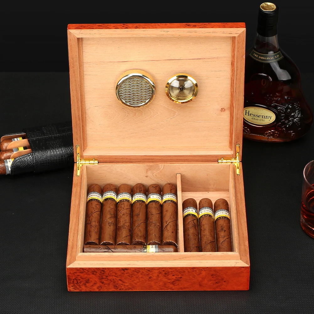 GALINER Classic Cigar Humidor Box Cedar Wood Case W/ Magnets Hygrometer Humidifier For Cigars Travel Humidor