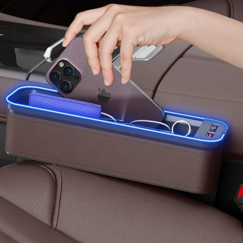 

GM Car Seat Storage Box with Atmosphere Light USB Charging Organizer for Jeep Wrangler Car Seat Cleaning Accessories