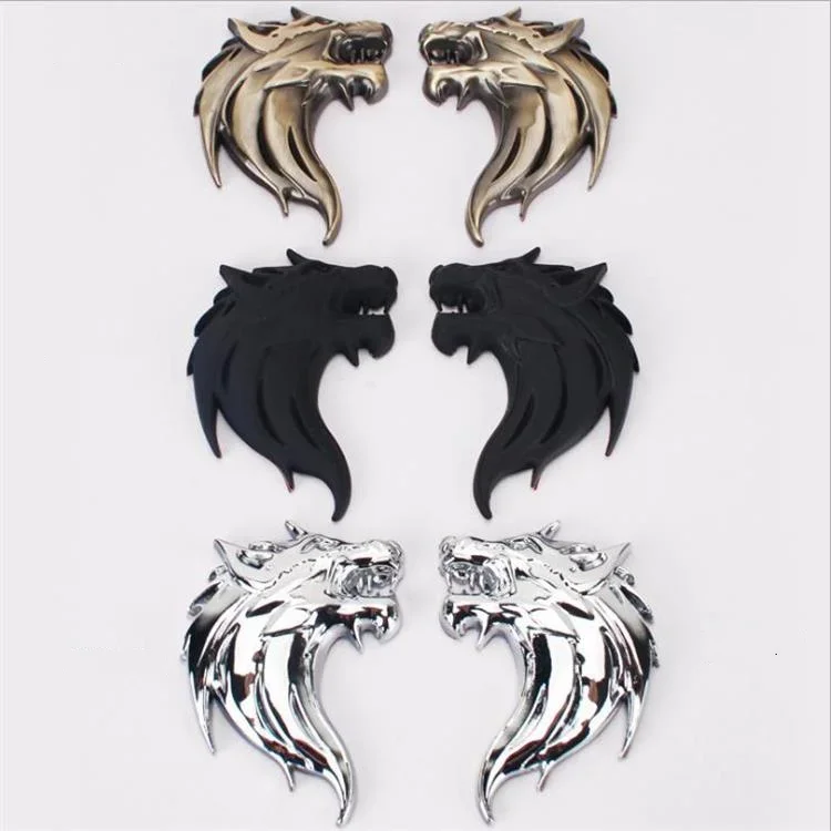 Customized Logo The Wolf Totem Metal Black Golden Car Badge Stickers Emblem