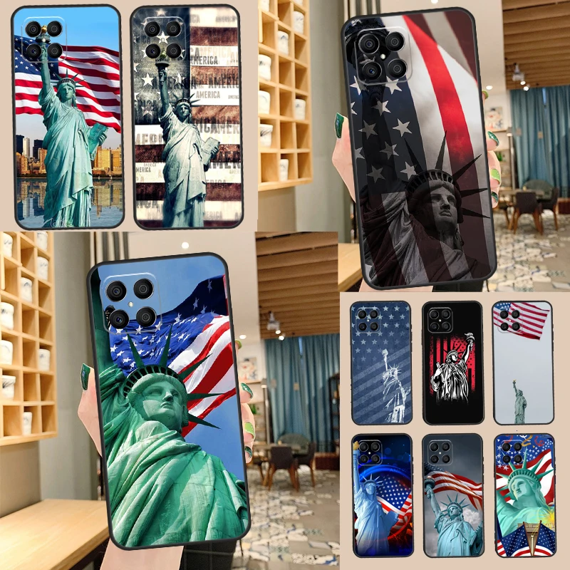 America Flag Statue of Liberty Silicone Case For Huawei P40 P30 P20 Lite P50 Nova 9 5T Honor 50 Pro X9 X7 X8 Back Cover