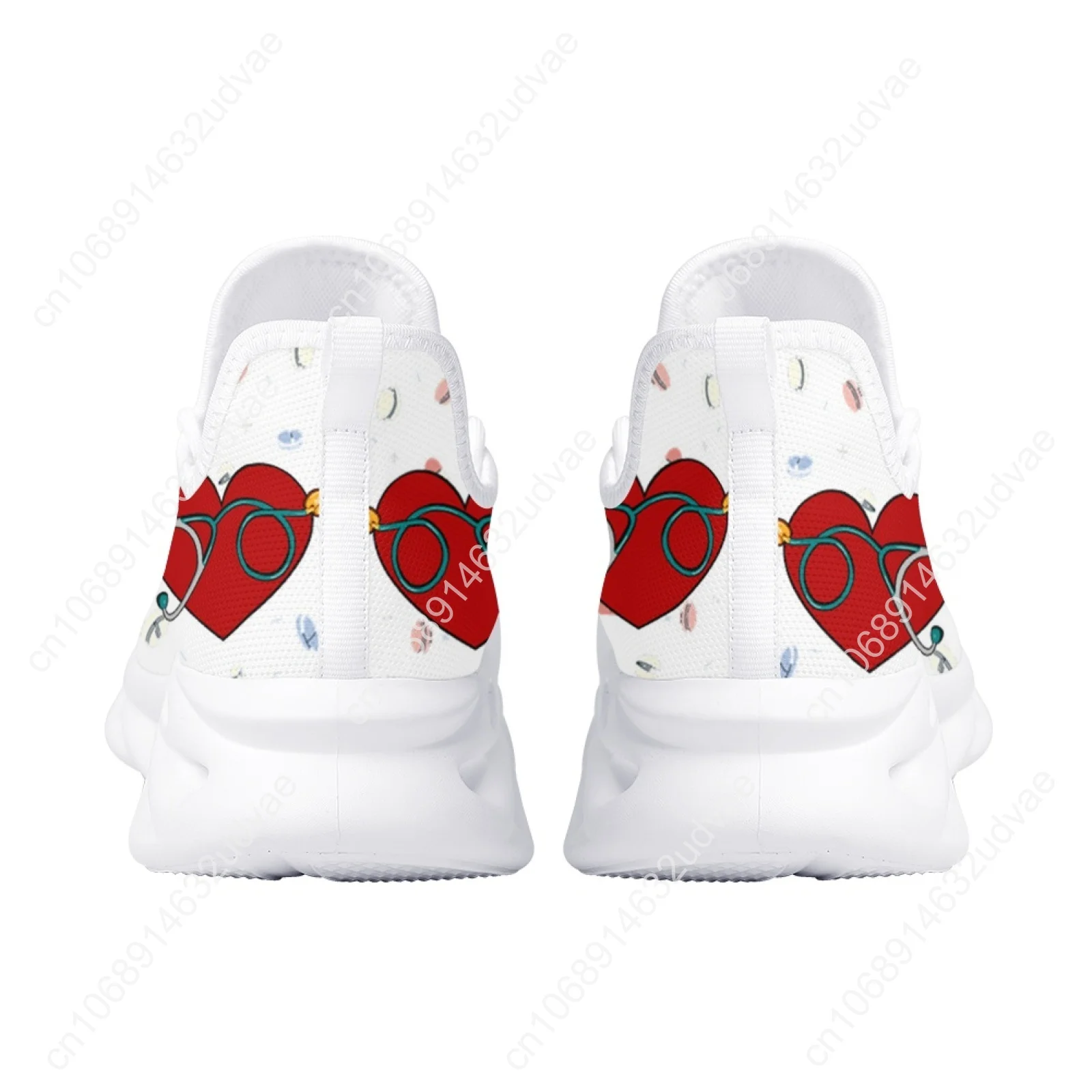 Nurse Shoes For Women White Cartoon Medical Shoes Comfortable Breathable Platform Sneaker Nursing Knitted Mesh Shoes