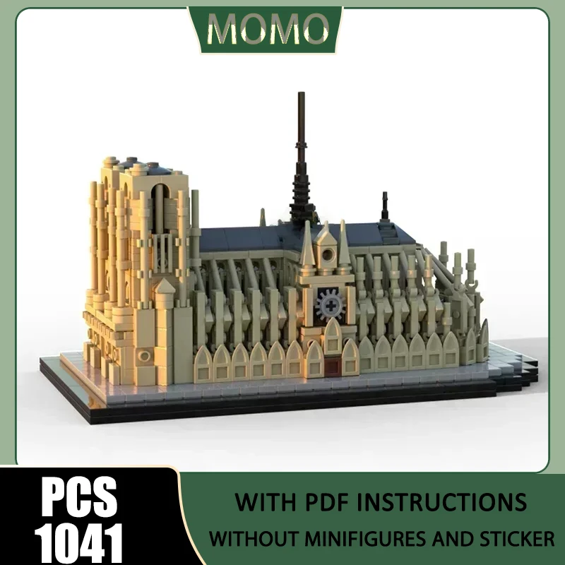 

Street View Model Moc Building Blocks Notre-Dame of Paris Model Technology Brick DIY Assembly Construction Toy Holiday Gifts