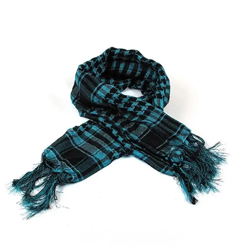 Arab Square Scarf Muslim Shawl Plaid Stripe Printed Outdoor Scarf Wind and Sand Neck Cover