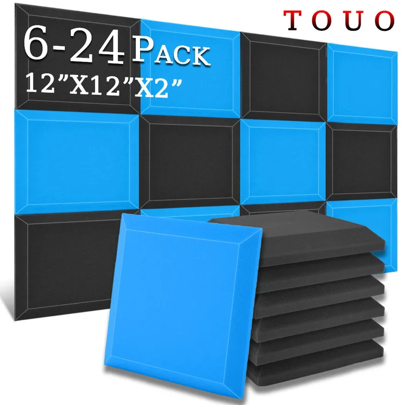 TOUO 6/12/24 Pcs Studio Acoustic Foam High Density Sound Absorbing Panel Home Acoustic Treatment Sound Absorbing Material