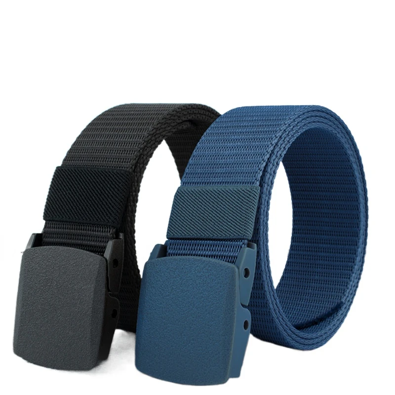 

New3.8X120cm Plastic Buckle Nylon Canvas Belt Men Metal-free Waist Belt Outdoor Hunting Multifunctional - Belt