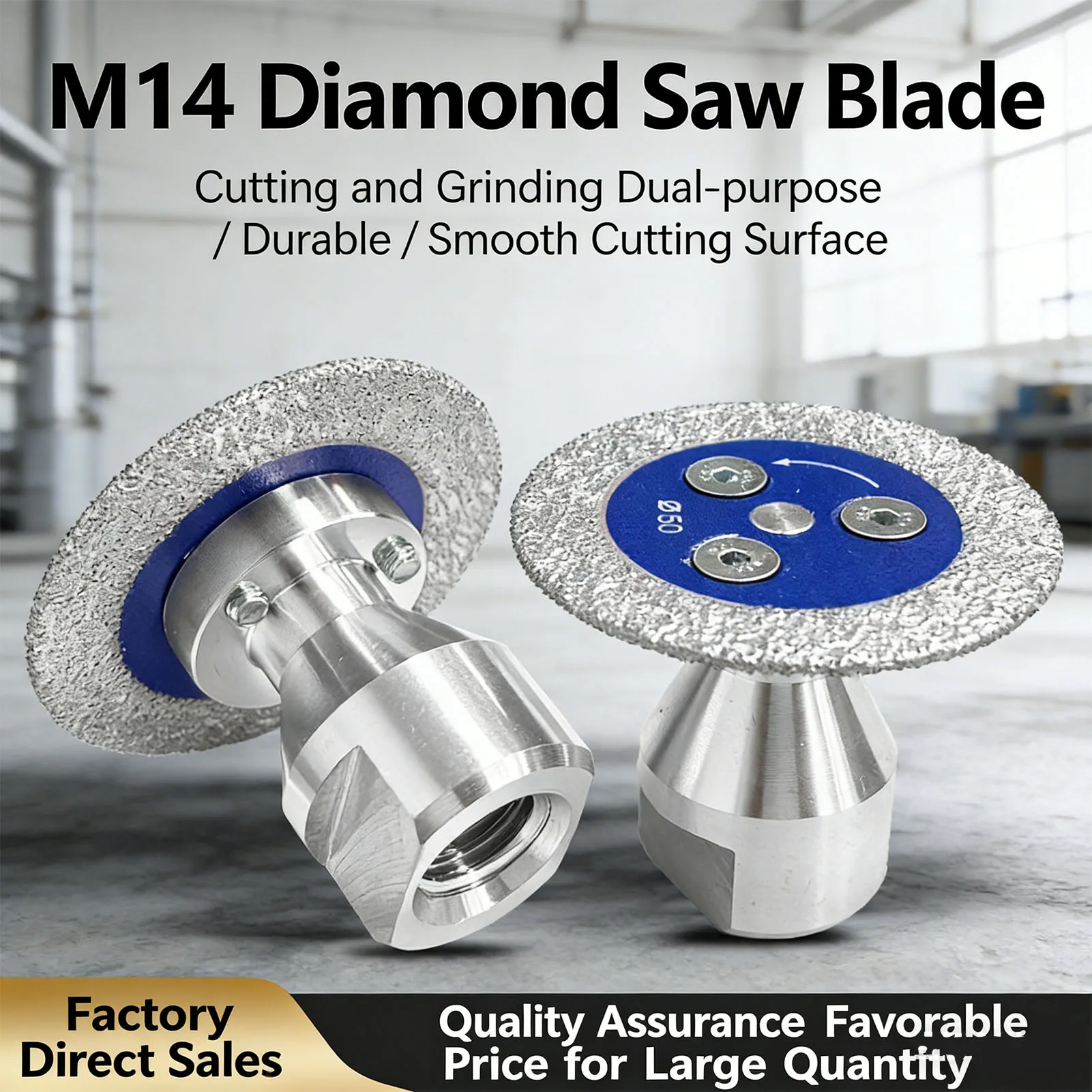 3PCS Brazed Diamond Saw Blades M14 Angle Grinder Cutting Carving Disc for Marble Granite Stone Concrete 50MM Outer Diameter Blue