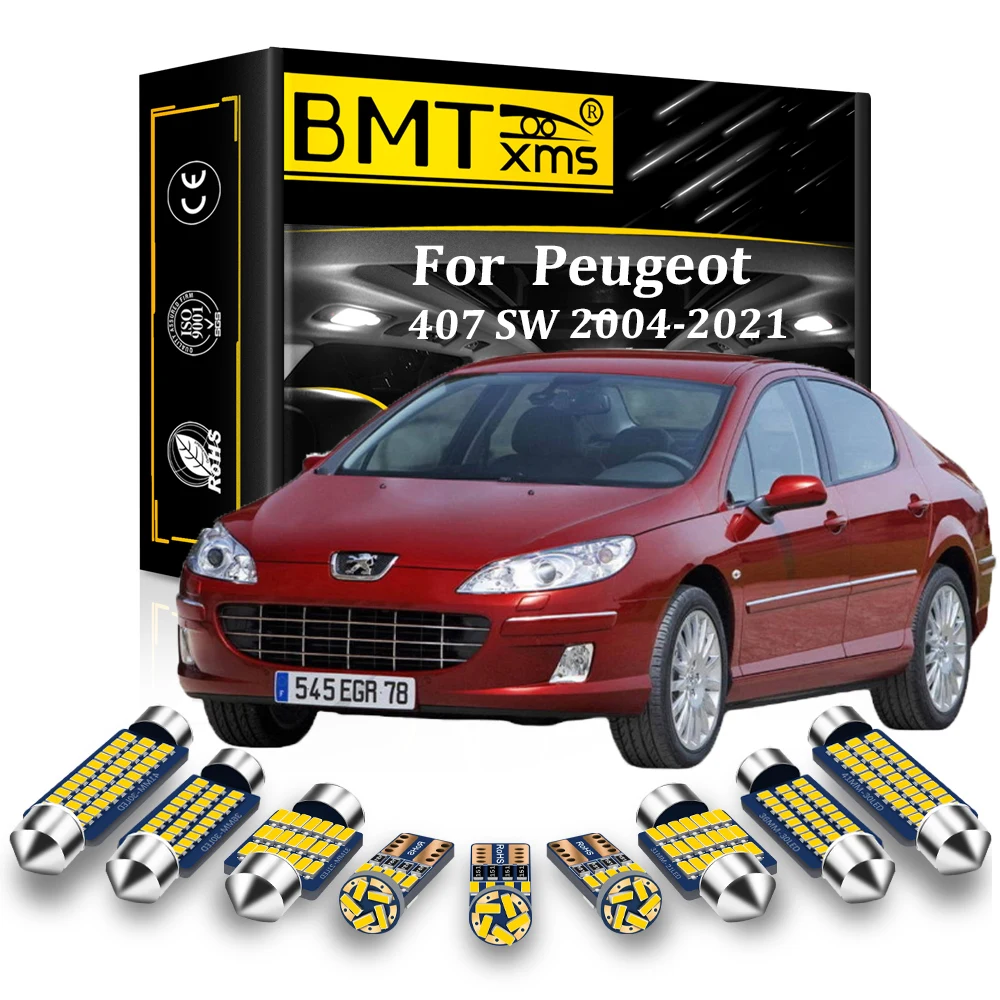 

BMTxms 12PCS LED Interior Map Reading Trunk Dome Light Kit Canbus For Peugeot 407 SW Coupe 2004-2021 2005 2006 2007 2008 2009