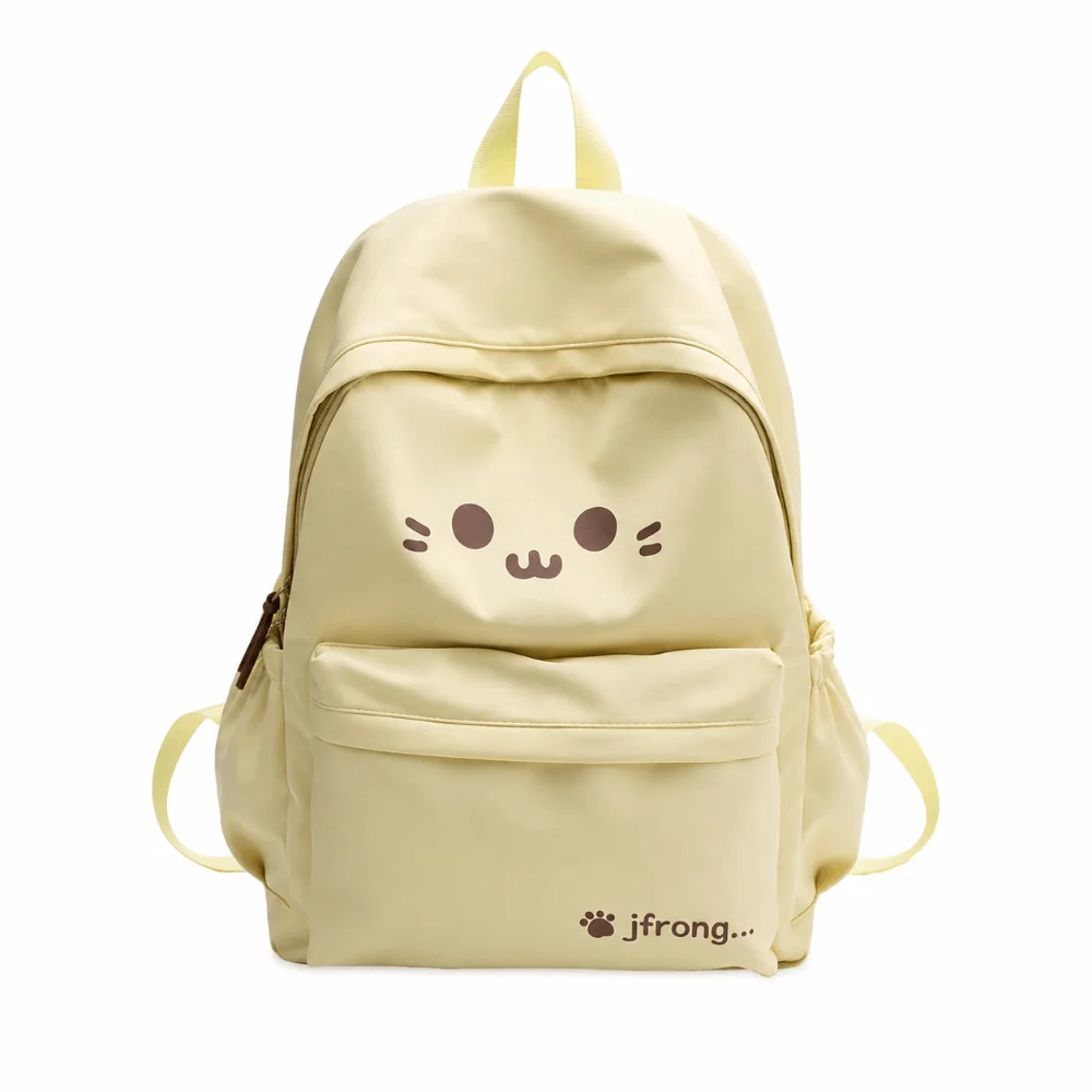 New Cute Print Travel Backpack Large Capacity Solid Color Student Schoolbag Multi-pocket Nylon Laptop Daypack