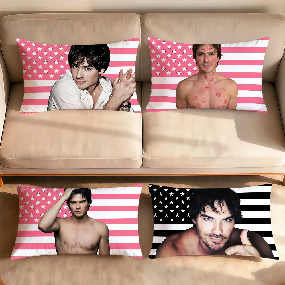 Actor D-damon Salvatore Fanart Pink Fun Meme Cushion Cover Rectangle Pillow Cover Home Sofa Living Room Hogar Decor Pillowcase