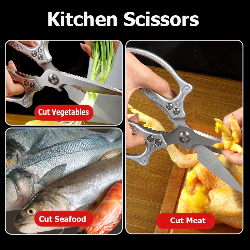 1PCS WXCOO Multifunctional Fruit Slicing Kitchen Knife Scissor Set Stainless Steel Bottle Opener Chef Knife Wooden Handle