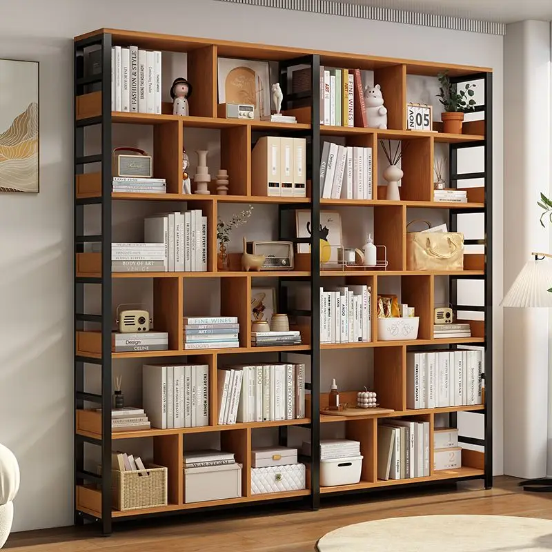 Etagere-a-livres-en-acier-et-bois-sur-pied-etagere-de-rangement-multi-niveaux-pres-du-mur-organisateur-pour-salon-et-chambre-a-coucher-style-moderne-et-simple