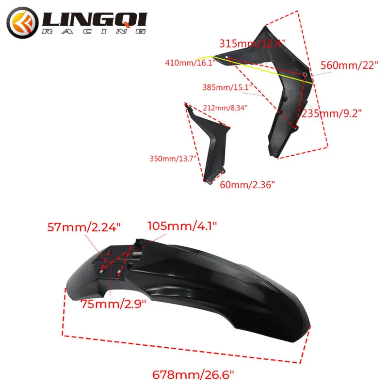 LYNNCHI Motorcycle T4 Plastic Cover Fairing Kit Front Rear Fender Mudguard Number Plate Covers For Kayo T2 T 4 Pit Dirt Bike - view 4