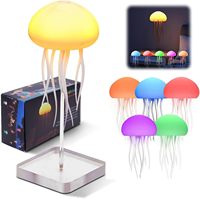 Modern Jellyfish Table Lamp USB Rechargeable Adjustable RGB Color Changing Jellyfish LED Night Light with Base Room Decor