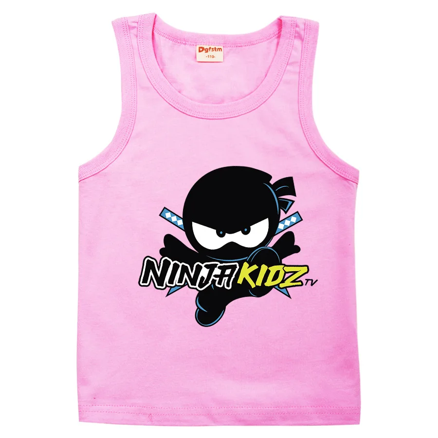 Hot Sold NINJA KIDZ Toddler Summer T-shirt Vest Teenage Girls Clothing Cotton Boys Boutique Kids Tees O-Neck Children Tops